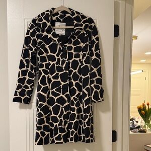 Milly of New York Black and Cream Trench Coat